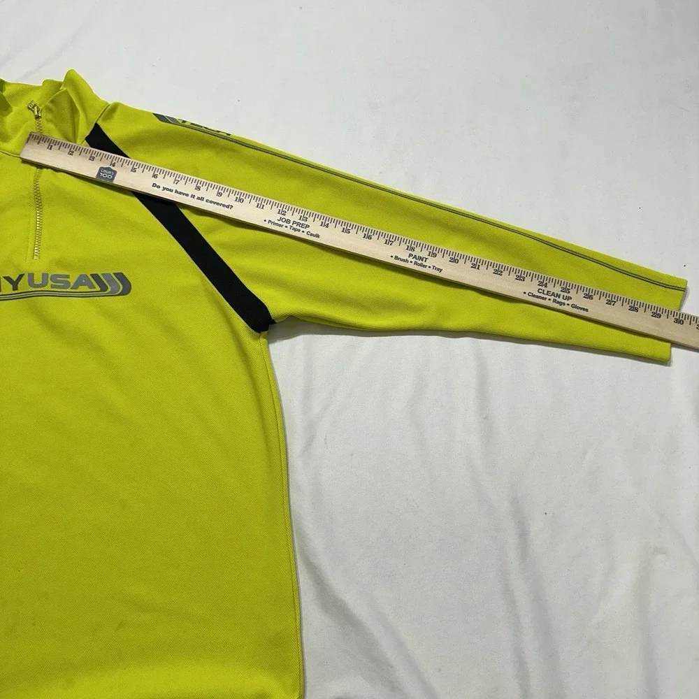 DKNY Sport Neon Yellow 1/4‎ Zip Pullover Mens XS Athletic Y2K Logo